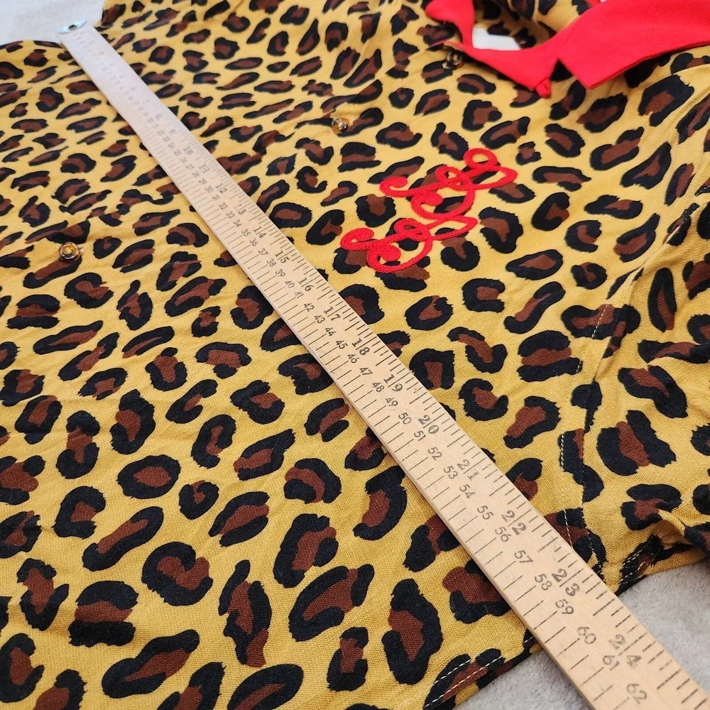 HTF Bogey Boys Leopard Spot Camp Shirt Collar Rayon XL Resort Urban Streetwear - Picture 8 of 10